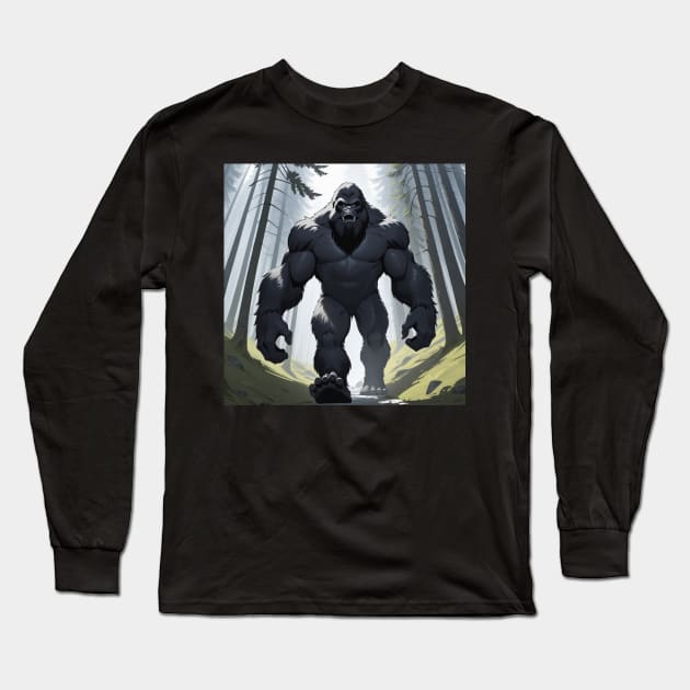 Angry black Big foot on mountain Long Sleeve T-Shirt by Spaceboyishere